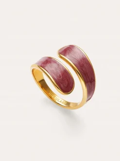 Anillo Abbraccio Granate Acero baño Oro