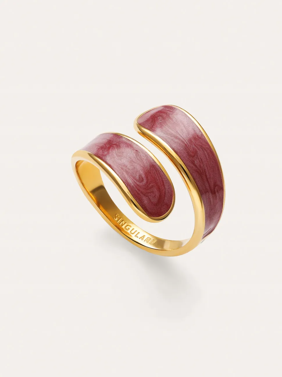 Anillo Abbraccio Granate Acero baño Oro