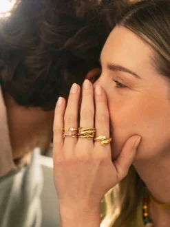Anillo Abbraccio Stars Acero Baño Oro