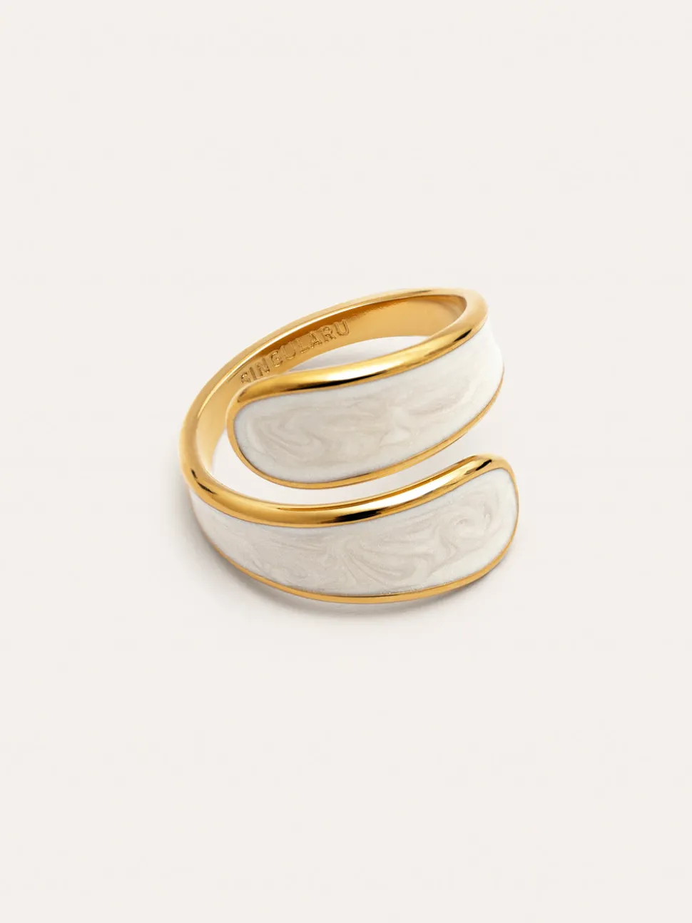 Anillo Abbraccio White Acero Baño Oro