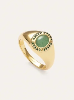 Anillo Amanda Verde Baño Oro