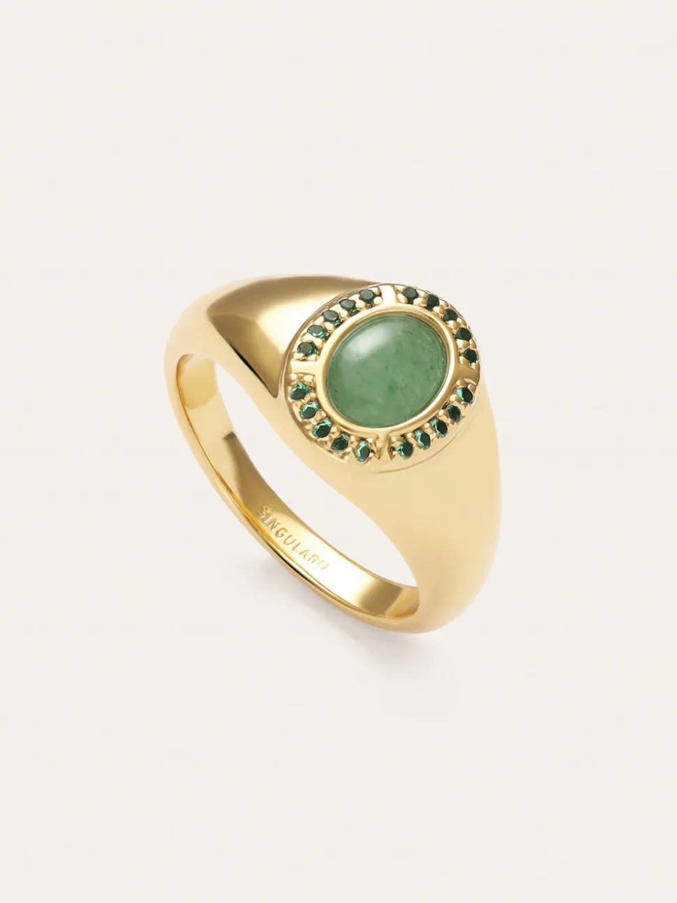 Anillo Amanda Verde Baño Oro