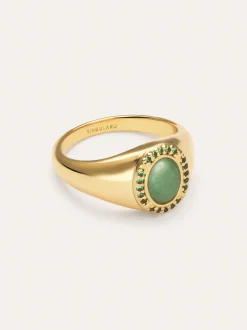 Anillo Amanda Verde Baño Oro