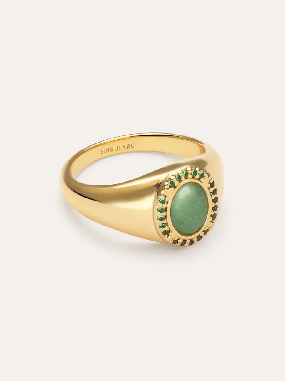 Anillo Amanda Verde Baño Oro