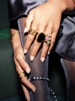 Anillo Amanda Verde Baño Oro