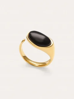 Anillo Black Catalina Acero Baño Oro