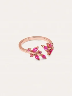 Anillo Buganvilla Raspberry Baño Oro Rosa