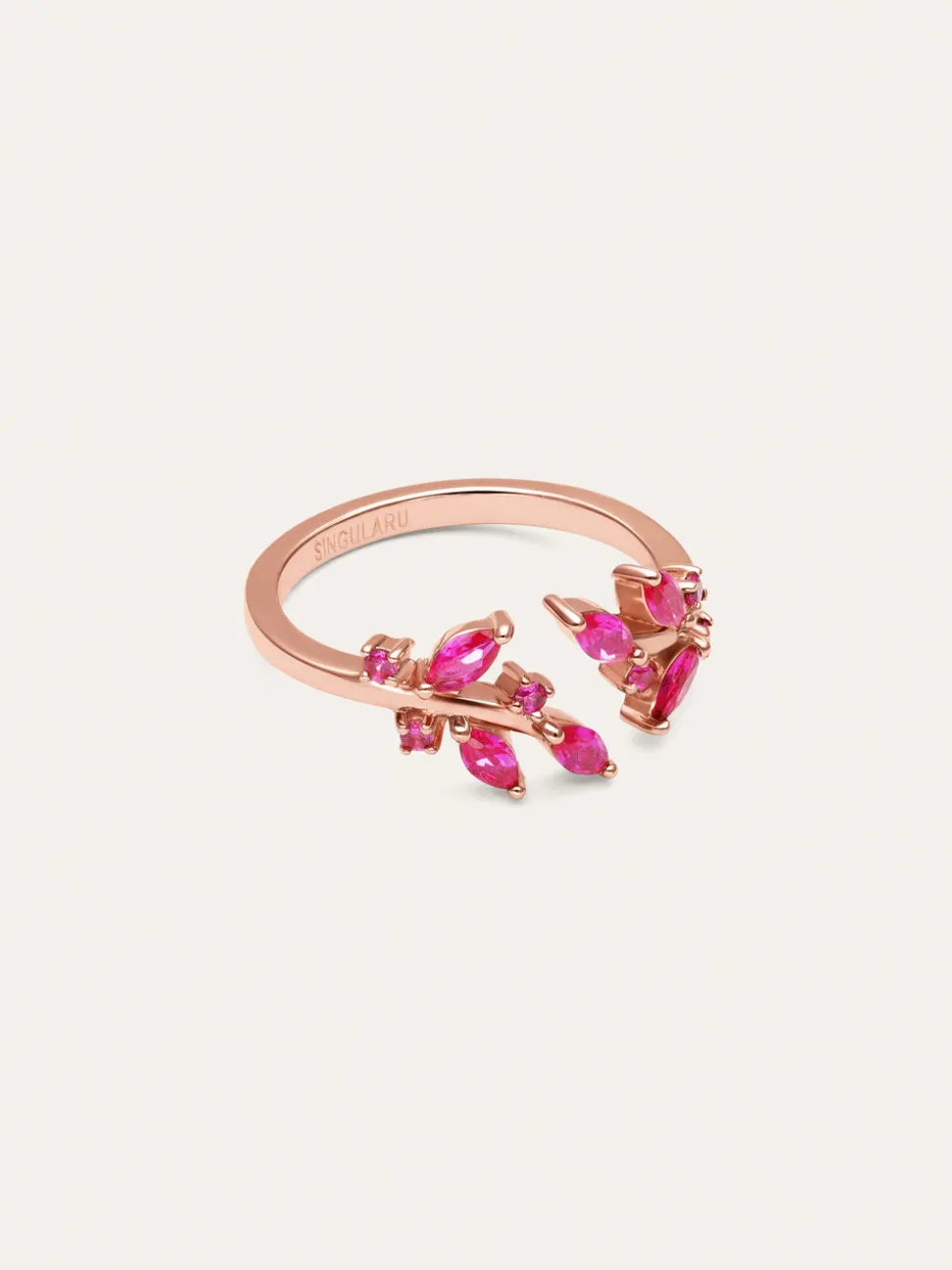 Anillo Buganvilla Raspberry Baño Oro Rosa