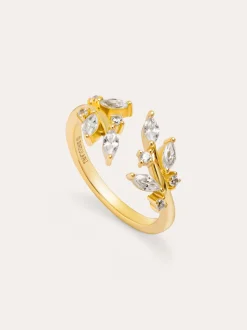 Anillo Buganvilla White Baño Oro