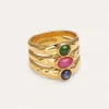 Anillo Candela Stones Acero Baño Oro