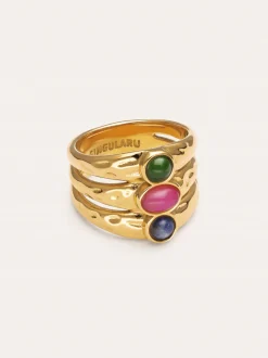 Anillo Candela Stones Acero Baño Oro