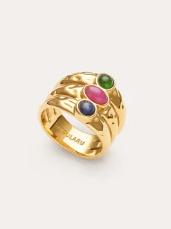 Anillo Candela Stones Acero Baño Oro