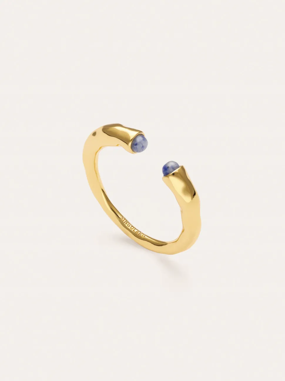 Anillo Cane Cianita Baño Oro