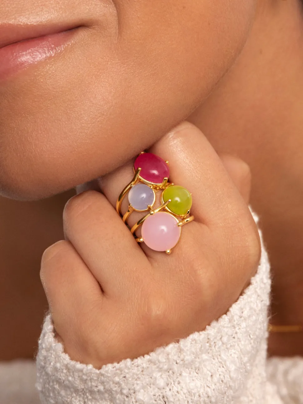 Anillo Celebrate Azul Baño Oro