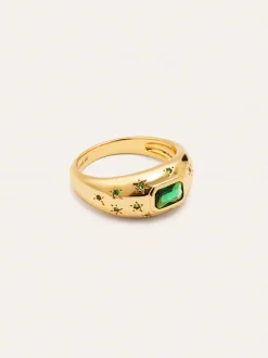 Anillo Charlotte Esmeralda Baño Oro
