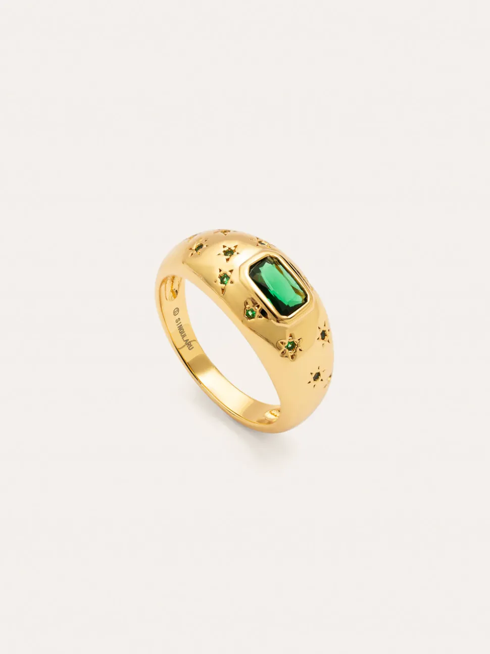 Anillo Charlotte Esmeralda Baño Oro