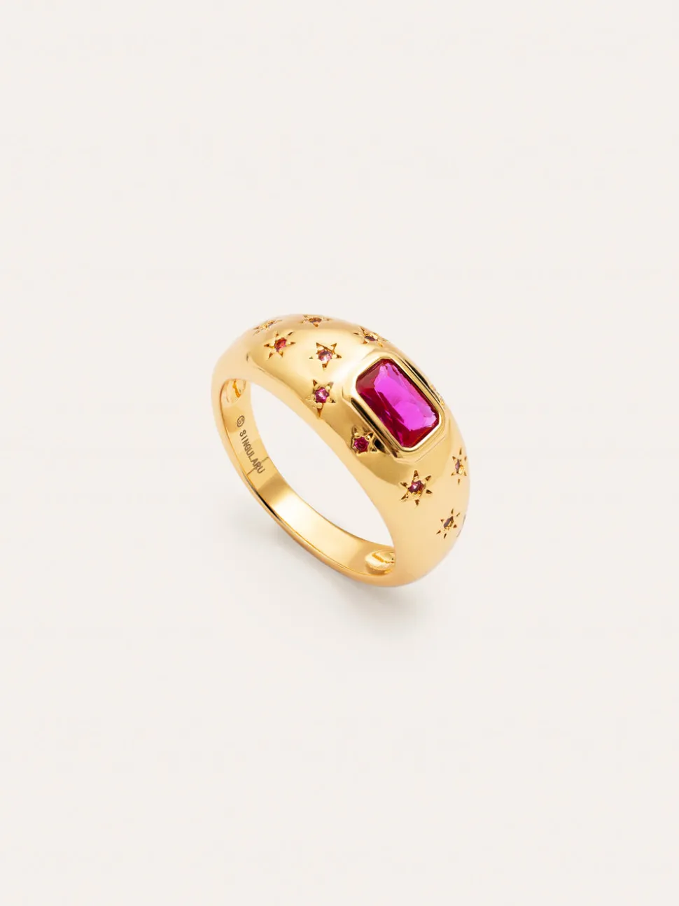 Anillo Charlotte Fucsia Baño Oro