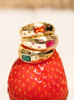 Anillo Charlotte Fucsia Baño Oro