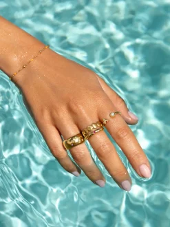 Anillo Curve Rainbow Acero Baño Oro