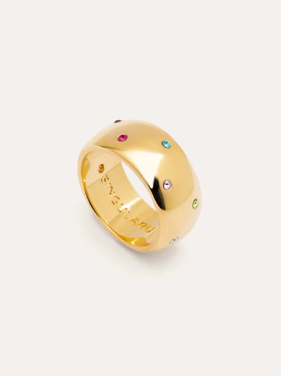 Anillo Curve Rainbow Acero Baño Oro