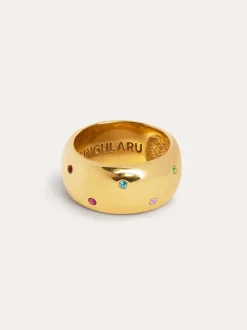 Anillo Curve Rainbow Acero Baño Oro