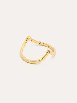 Anillo Doble Peak Pink Baño Oro