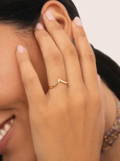 Anillo Doble Peak Pink Baño Oro