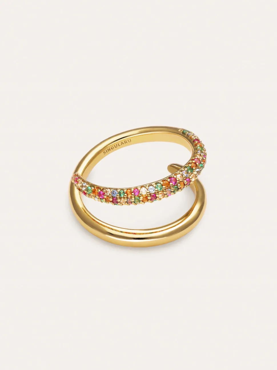 Anillo Doble Scarlett Dance Baño Oro