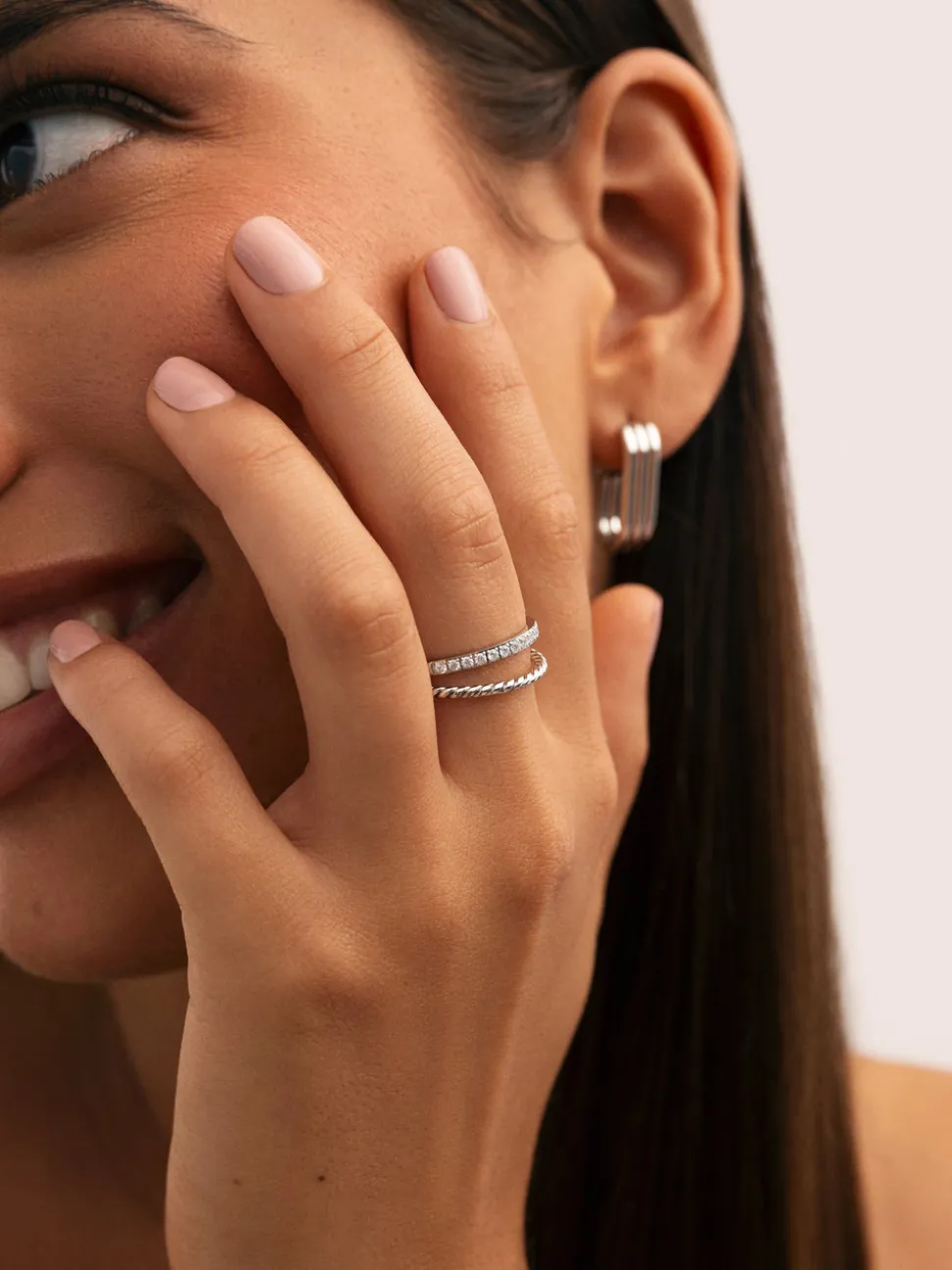 Anillo Doble Tressia Spark Acero