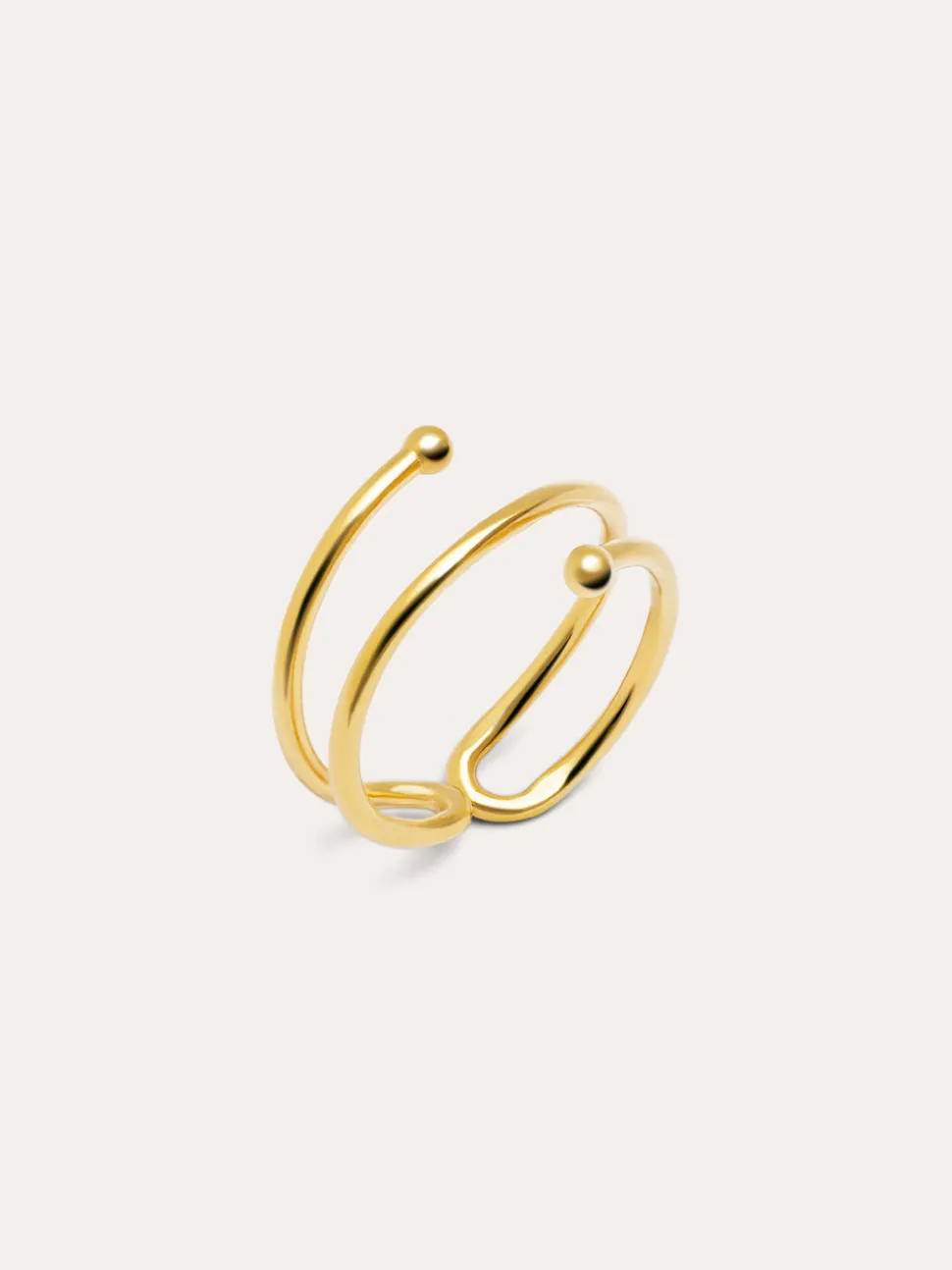 Anillo Double Dot Plata Baño Oro