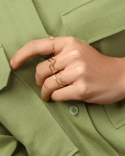 Anillo Double Peak Plata Baño Oro