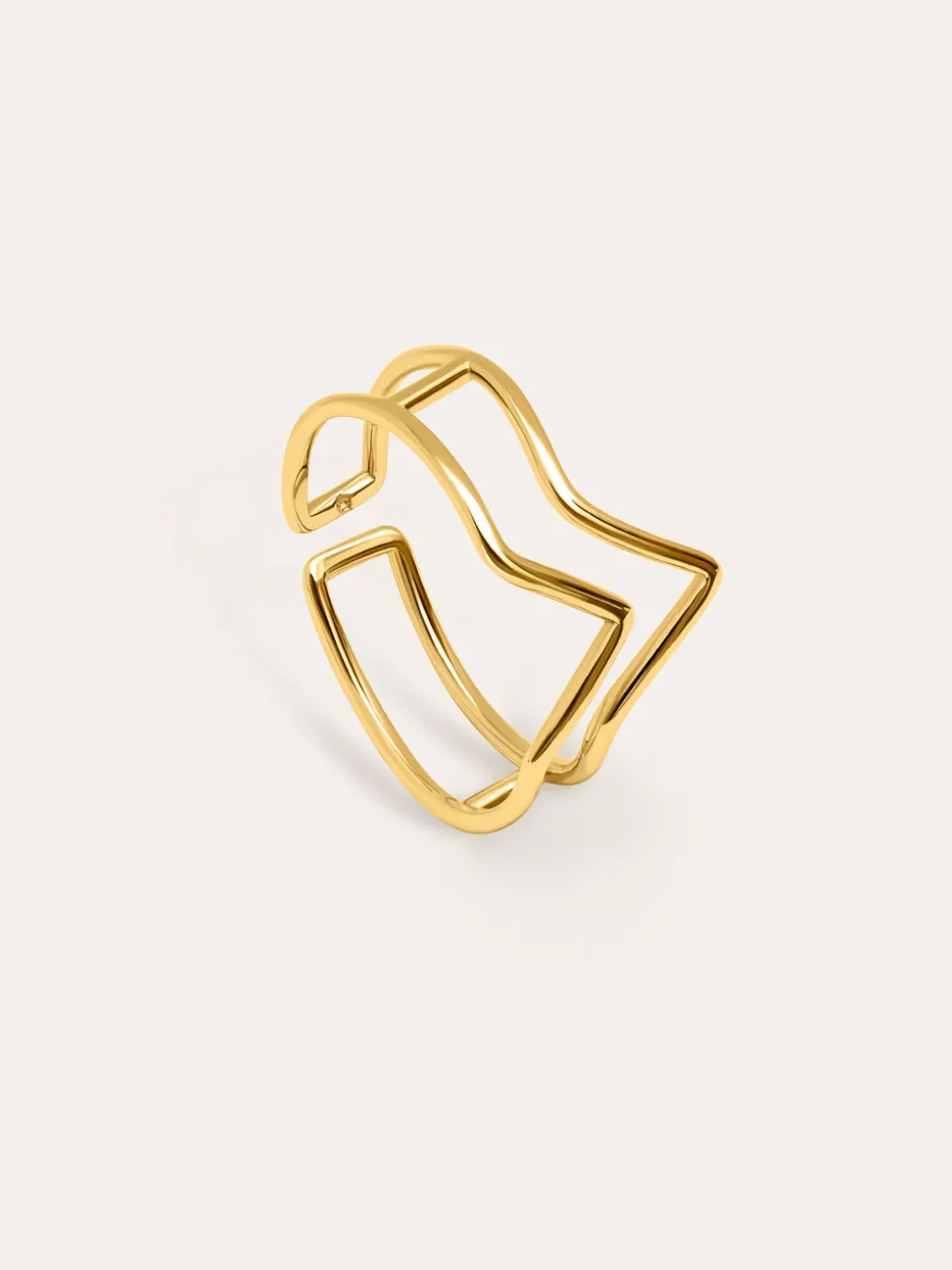 Anillo Double Peak Plata Baño Oro