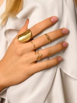 Anillo Double Peak Plata Baño Oro