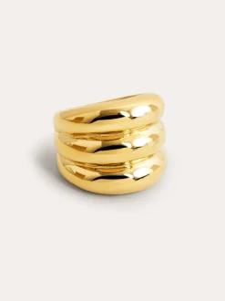 Anillo Dune Acero Baño Oro
