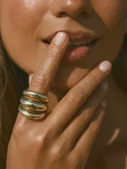 Anillo Dune Aire Acero Baño Oro