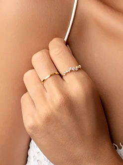 Anillo Estellar Plata Baño Oro