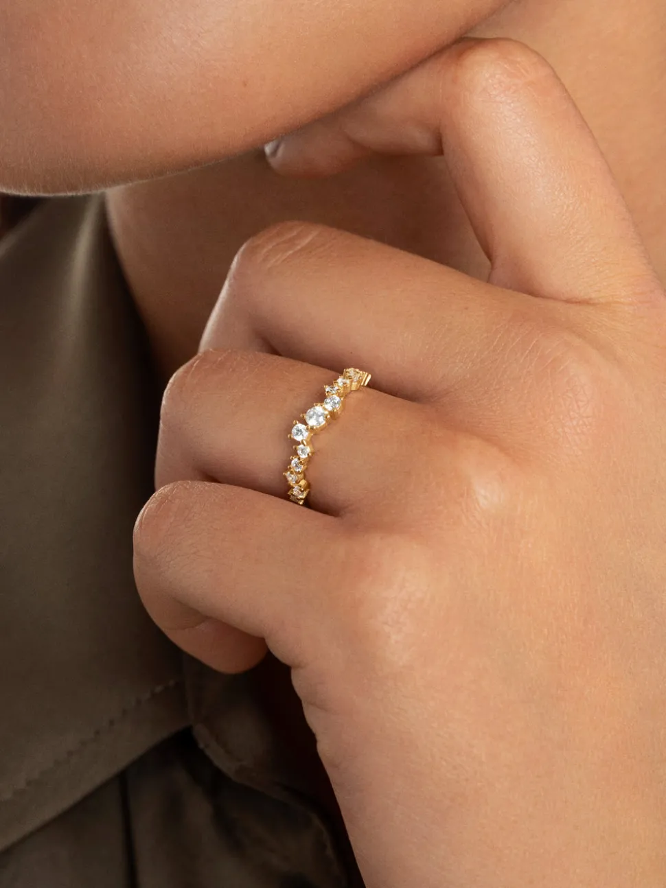 Anillo Estellar Plata Baño Oro