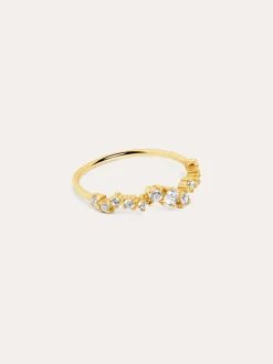 Anillo Estellar Plata Baño Oro