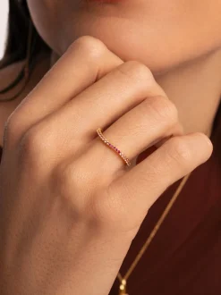 Anillo Fino Scarlett Rosa Baño Oro