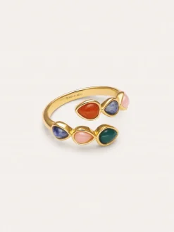 Anillo Gota Stones Baño Oro