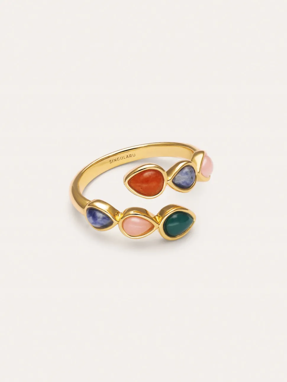 Anillo Gota Stones Baño Oro