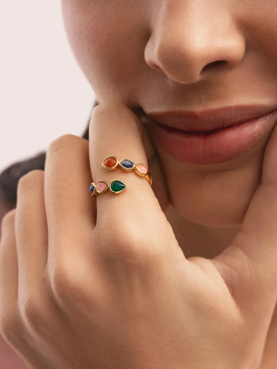 Anillo Gota Stones Baño Oro