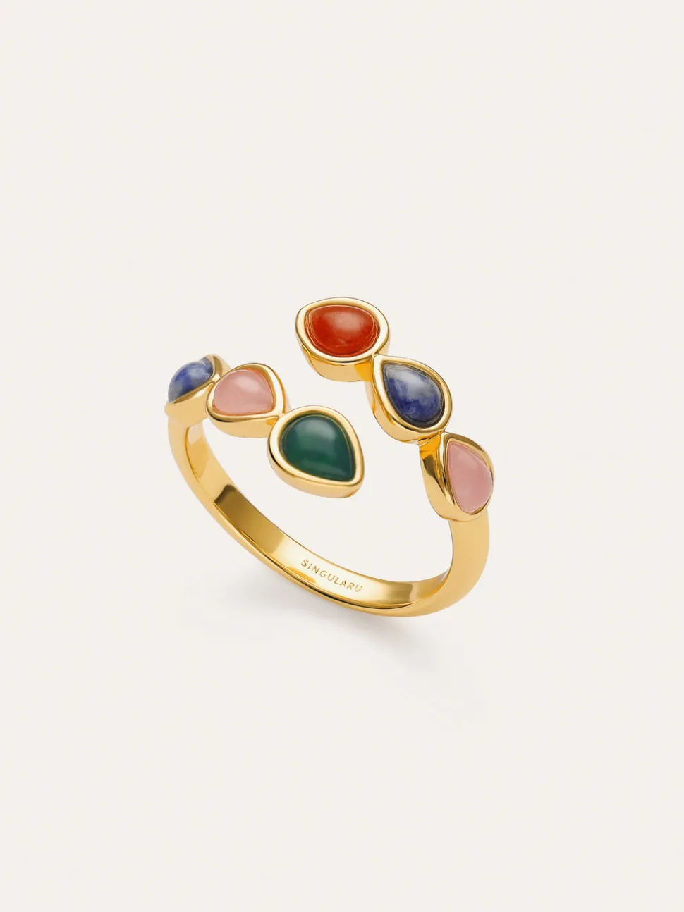 Anillo Gota Stones Baño Oro