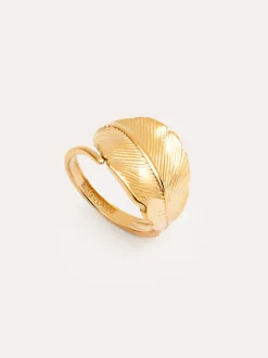 Anillo Hoja Acero Baño Oro