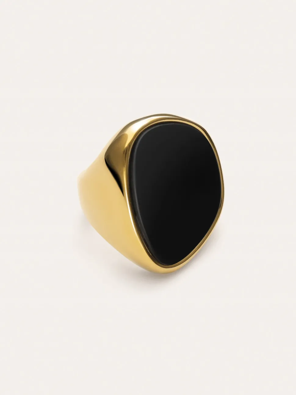 Anillo Ibiza Black Acero Baño Oro