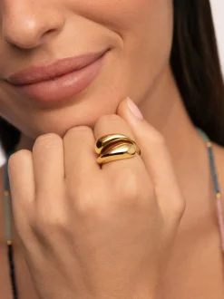 Anillo Maxi Abbraccio Acero Baño Oro
