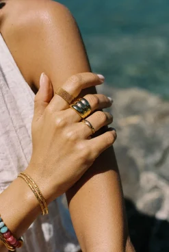 Anillo Mesh Acero Baño Oro