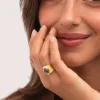 Anillo My Cianita Acero Baño Oro
