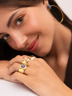 Anillo My Cianita Acero Baño Oro