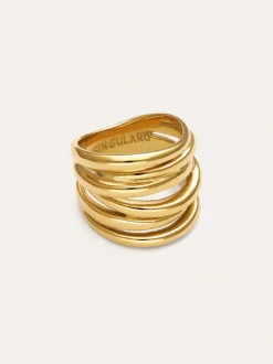 Anillo Ondina Acero Baño Oro